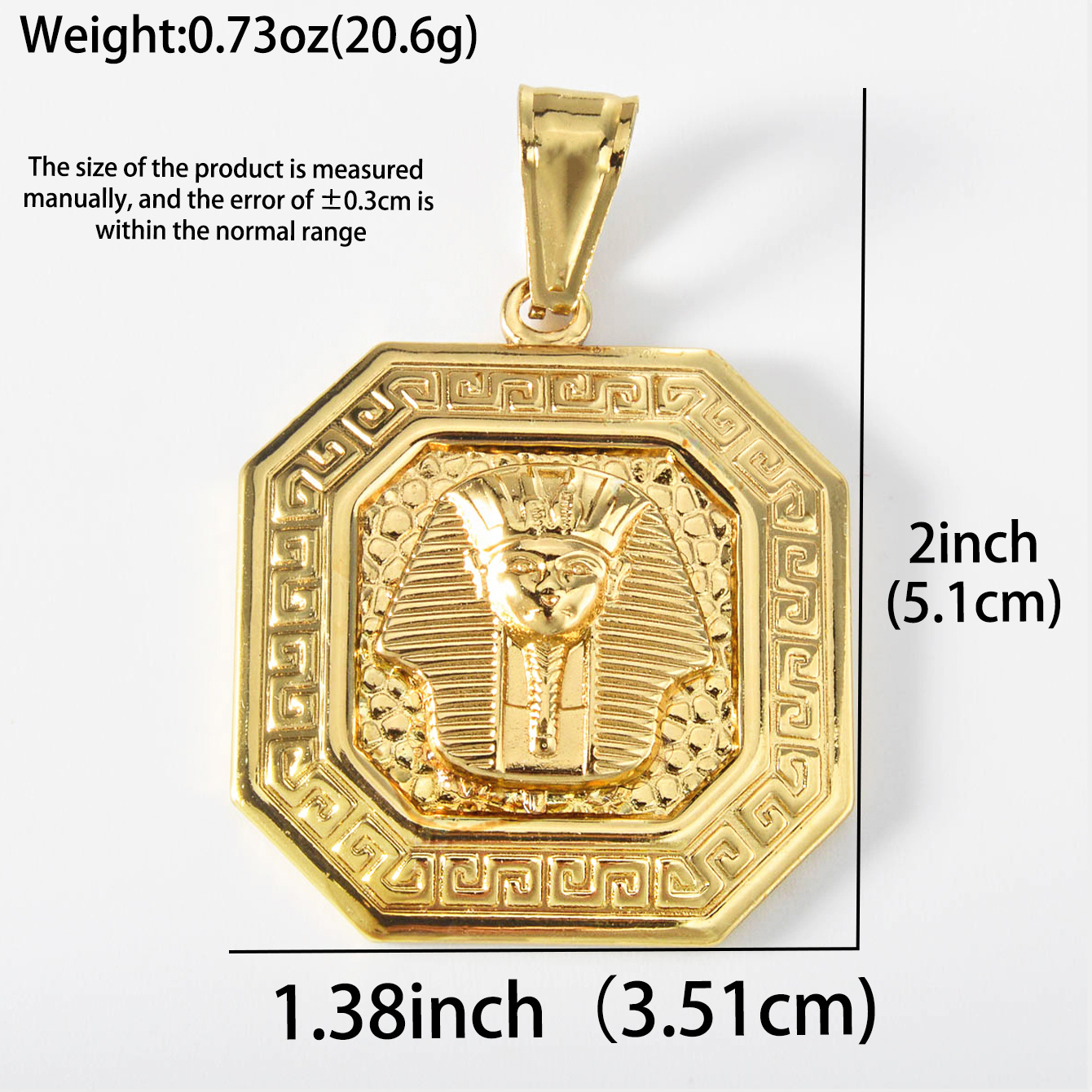 Retro Octagonal Greek Key Golden Pendant Necklace